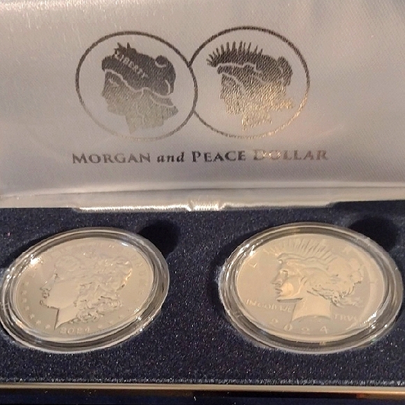2024 Morgan & Peace Dollar Other - 2024 Morgan And Peace Dollar Reverse Proof Two Coin Set, COA
